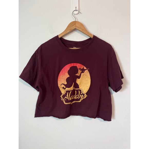 Disney | Tops | Disney Aladdin Burgundy Crop Tshirt | Poshmark